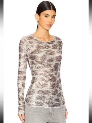 Free People gold rush long sleeve sequins top large NWT thumbnail 3