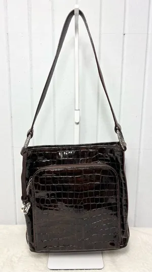 Brighton‎ Vintage Shoulder Bag Brown Leather Croc-Embossed Purse thumbnail 1