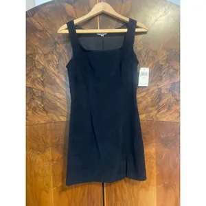 Vintage Y2K RAMPAGE Faux Suede Mini Dress OFFICE SIREN NWT Deadstock Black XS 3 thumbnail 3