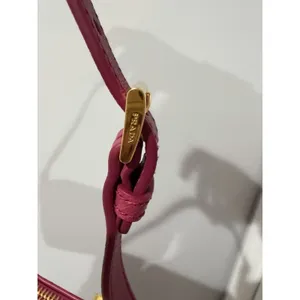 PRADA Shoulder Bag Nylon Pink Gold Hardware Authentic 9.5x5" 9" Handle‎ Drop L thumbnail 5