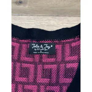Jolie & Joy Dress Size S Pink Black Geometric V Neck Sweater NWT thumbnail 2