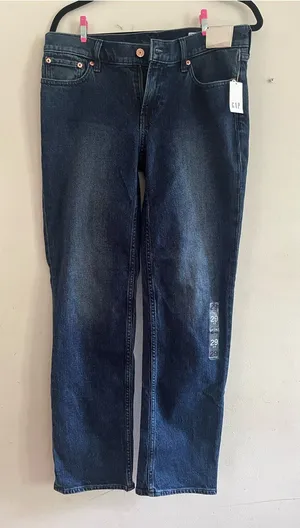 GAP Jeans Womens 29 Blue 90s Straight Low Rise Dark Wash Minimalist Capsule NWT thumbnail 1
