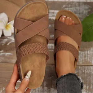 New. Brown Sandals for Women – Soft Cushioned Soles, Casual Warm Weather Wear thumbnail 1
