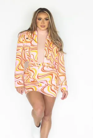 70's wavey Denim Jacket and Skirt Set Multiple thumbnail 1