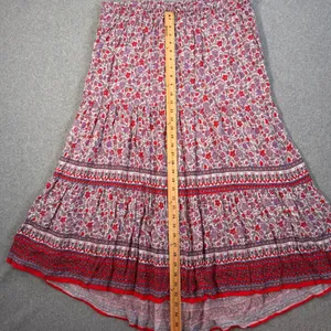 Knox Rose Women's XL Floral Maxi Skirt Elastic Waist Boho Purple Red thumbnail 4