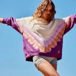 FP Movement FREE PEOPLE Ombre Metti Crew Sweatshirt Shirt Ombre Tie Dye Small thumbnail 4