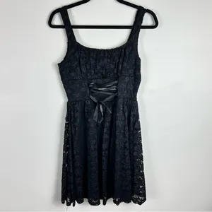 Cosmic Aura Black Lace Corset Midi Dress Size S | Gothic Dark Academia thumbnail 10