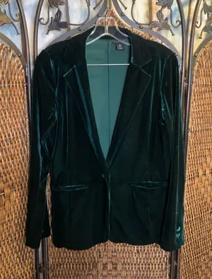 Tahari Dark Green Velvet Blazer Size M thumbnail 1
