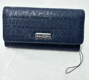 Nautica Wallet Identity Protection Navy Blue Faux‎ Leather Card Slots thumbnail 1