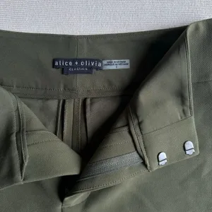 Alice + Olivia Olive Green Cady Shorts thumbnail 3