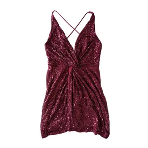 ASTR The Label Wine Sequin Twisted Knot Mini Dress Size Medium NEW thumbnail 3
