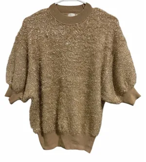 Anthropologie Maeve Violetta SS Tinsel‎ Sweater Honey Women's Size Medium thumbnail 1