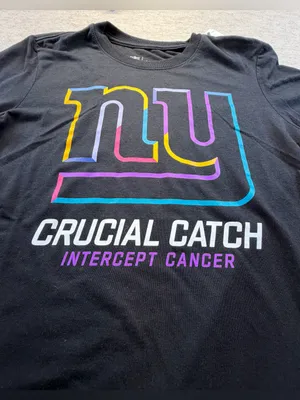 Nike New York Giants Crucial Catch Intercept Cancer Tee Black NWT Size S thumbnail 3
