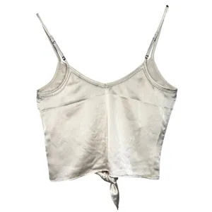Abercrombie & Fitch Champagne Gold Satin Tie Front Cami Crop Tank Top Size Small thumbnail 3
