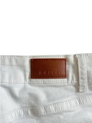 Sidefeel Women White Wide Leg Jeans High Waist Stretchy Raw Hem Denim Pants Sz 6 thumbnail 6