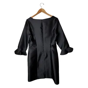 Lotus Grace Dress Women 14 Black Ruffle Bell Sleeve Taffeta Sheath LBD Cocktail thumbnail 3