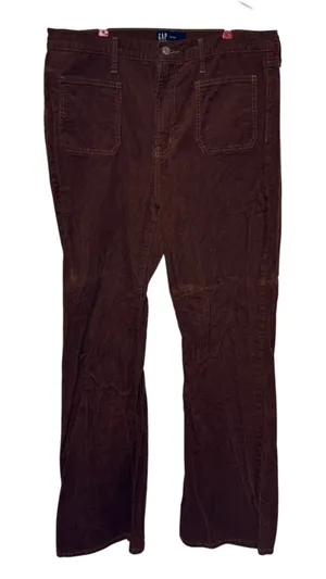 Gap Womens Pants High Rise 70s Flare Corduroy Retro Sable Brown Size 16/33R NWT thumbnail 1