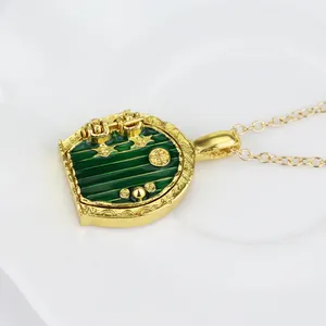 Gold Hobbit Hole, Lord of The Rings Pendant Locket Necklace - Green Door thumbnail 6