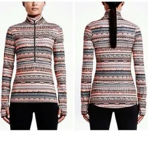 NIKE Pro Dri-Fit Hyperwarm Aztec Print 1/2 Zip Pullover Long Sleeve Top Sz. M thumbnail 2
