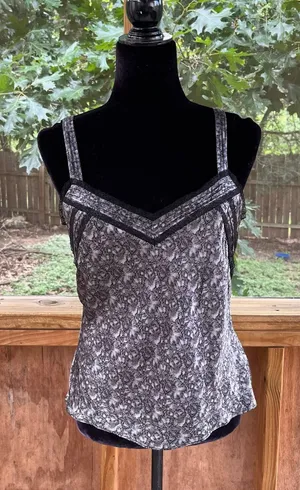 Ann Taylor Women's Grey Printed Sleeveless Silk Cami Top Size 8 thumbnail 1