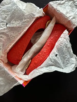 Like New! Tory Burch Minnie Quilted Travel Ballet | Size 7 | Bright Samba/Gold thumbnail 6