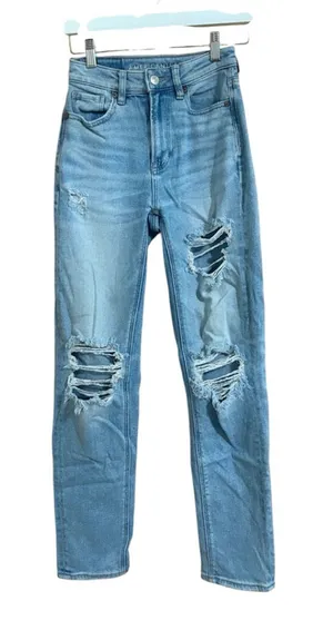 American Eagle Stretch Distressed Mom Jeans Size 000 thumbnail 1