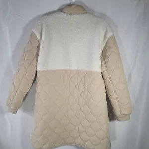 Me Jane Women's Quilted Jacket Sherpa Fleece Teddy Midi Coat Jacket Beige Large thumbnail 12