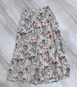 Sag Harbor Vintage Floral Button Front Midi Skirt Cream Rayon Cottagecore Large thumbnail 1