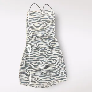 J.O.A. Dress Women’s Small Blue‎ White Zebra Print Lace Up Back Mini thumbnail 5