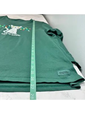 Life is Good Green Cat Christmas Lights Long Sleeve Crusher Tee XL thumbnail 6
