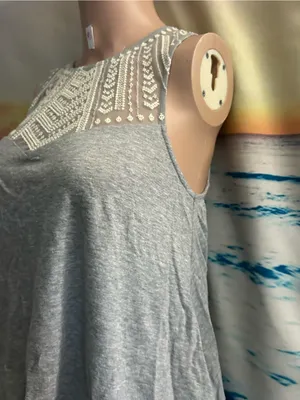 American Eagle Sleeveless Gray Tank & Lace Yoke SM thumbnail 3