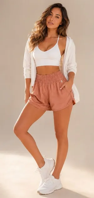 Free People Movement Hot Shot Shorts Burnt Orange Shimmer Athletic Lounge Size S thumbnail 1