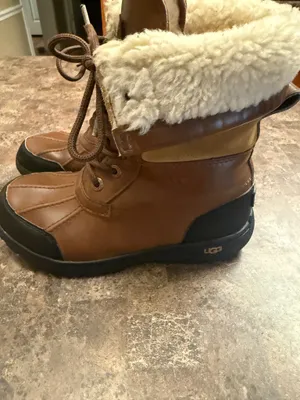 Kids UGG Butte II Snow Boots Black Winter Tie-Up CWR size 3 thumbnail 4