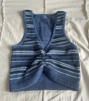 Blue Striped Aerie Cropped Tank thumbnail 1