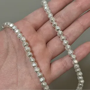 White Pearl Beaded Fashion Necklace with Teardrop Pendant thumbnail 11