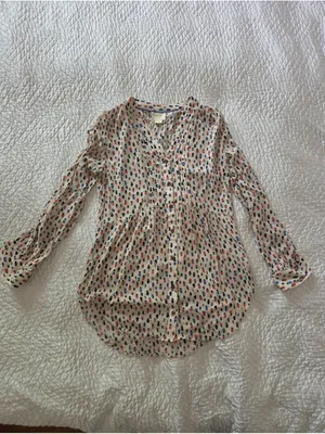 Maeve Anthropologie Printed Pintuck Tunic Blouse Boho Peasant Top US 10 thumbnail 4