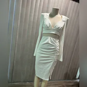🍒BUNDLE 2 ITEMS FOR $8✨ 🌸AMTIOUS divine simulated two pieces dress ✨ White Size L thumbnail 4