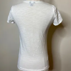 #21 AnnTaylor white T-shirt with elegant silver sequins thumbnail 2