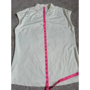 Soothfeel Shirt Womens Small Cream Butter Yellow Sleeveless Golf V Neck Vented thumbnail 2