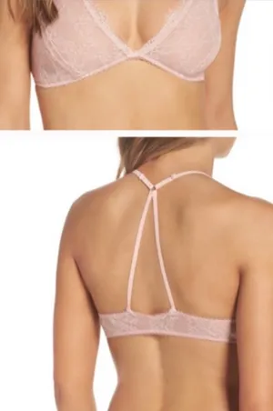 Free People Light Pink Peach Lace Bralette sz Large thumbnail 4