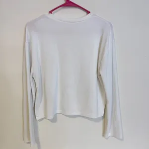 Zara Crew Neck Long Sleeve Light Weight Crop Sweater Top Blouse White Size Small thumbnail 3
