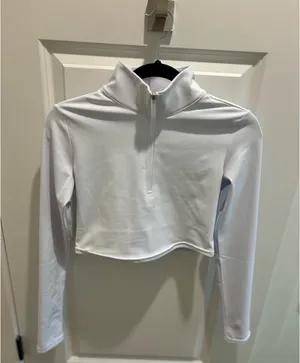 Gold Hinge White Half-Zip Crop Top thumbnail 3