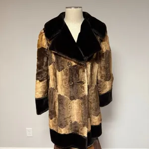 Vintage Faux Fur Coat Brown Size L thumbnail 3