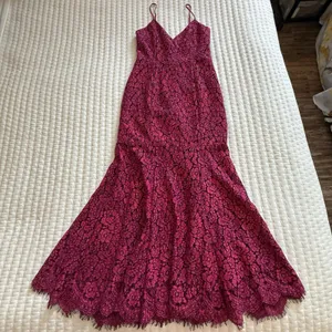 NBD Brielle Raspberry & Magenta Pink Flared Base Midi Dress Sz XS Extra Small thumbnail 1