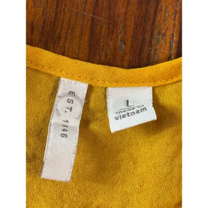 Cato Yellow Smocked Shoulder‎ 3/4 Balloon Sleeve Textured Blouse Large Mustard thumbnail 4