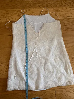 NWOT - S -Free People ivory Sequined mesh Overlay Spaghetti Strap mini dress thumbnail 5