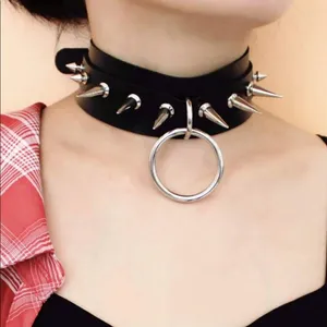 Black Spike Oring Choker Collar New thumbnail 1