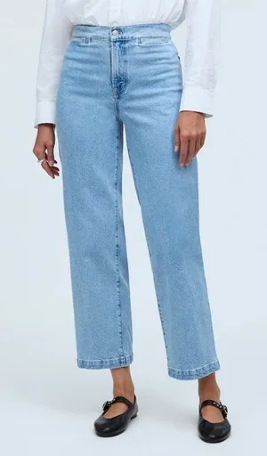 Madewell The Emmett Wide Leg Crop Jean: Welt Pocket Edition Womens 28 Blue NO604 thumbnail 1