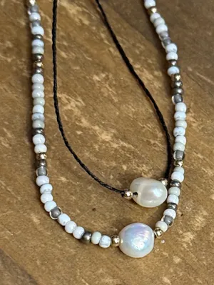 Frenzy layered freshwater pearl bead necklace thumbnail 1