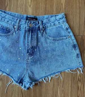 White fox bring the vibe denim shorts NWT thumbnail 3